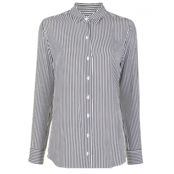 EQUIPMENT FEMME Essential Silk Shirt Bright White/True Black Striped  Size XS - Picture 4 of 12